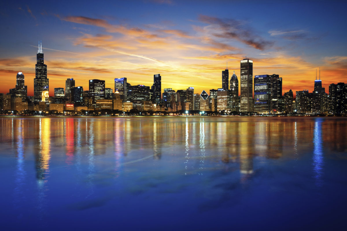 Chicago Sunset Skyline Night Lindstrom